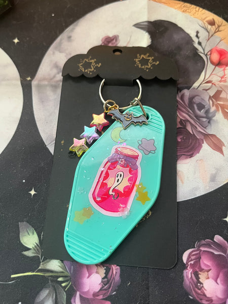 Ghost in a Jar & Travel Protection Sigil Motel Keychain