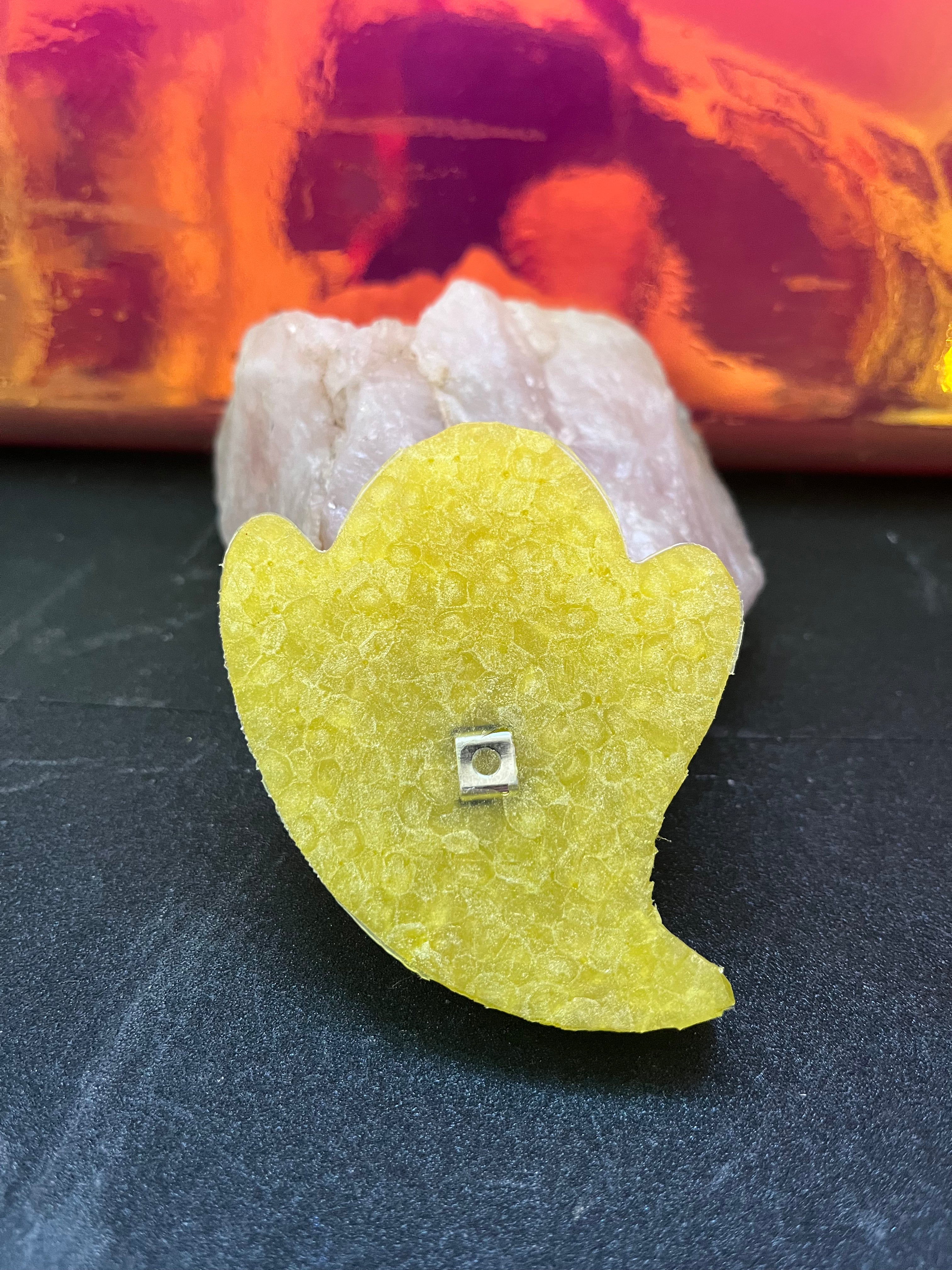 lemon scented yellow ghost shaped car air freshener with vent clip