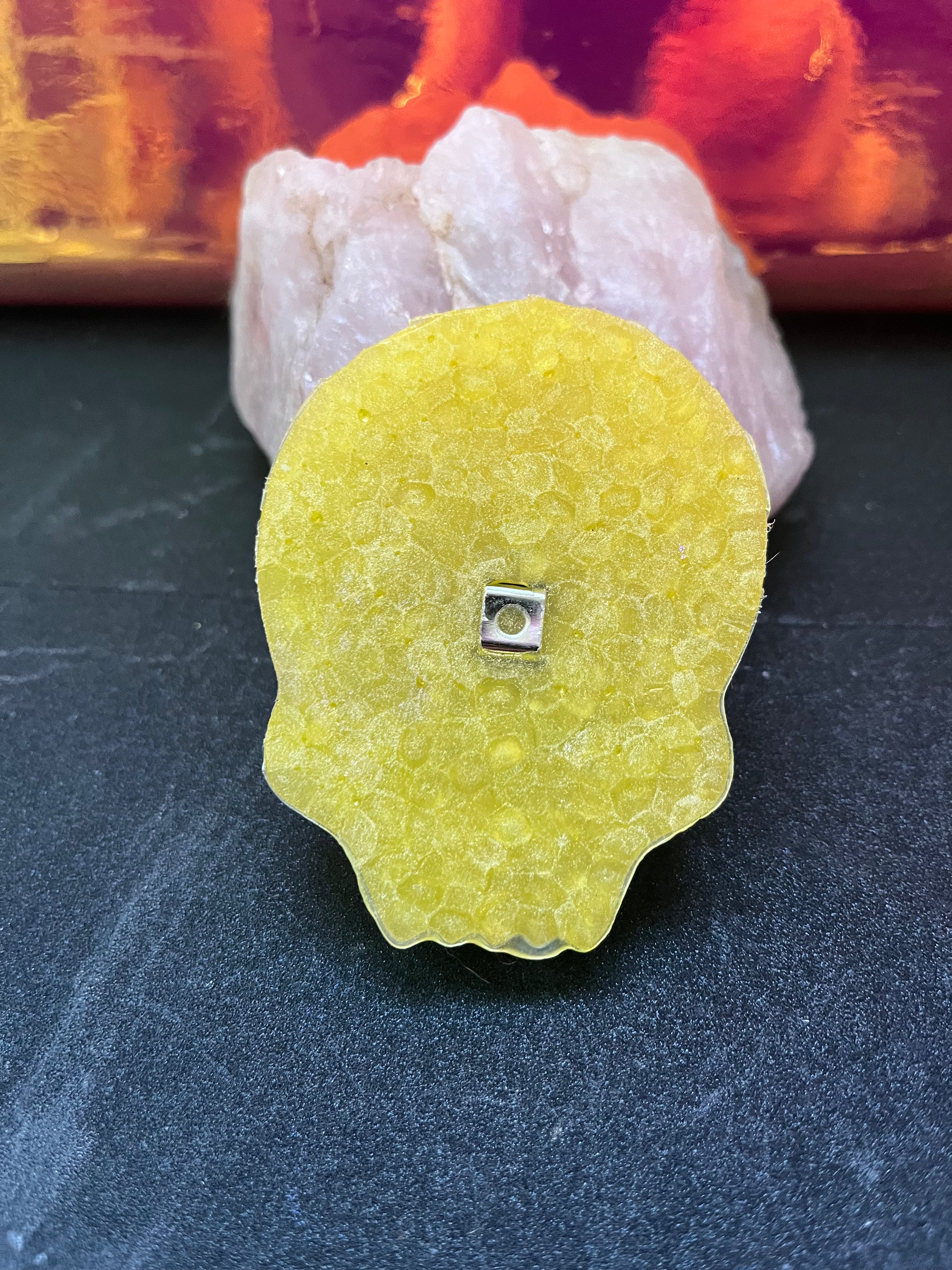 lemon scented yellow skull car air freshener with vent clip 