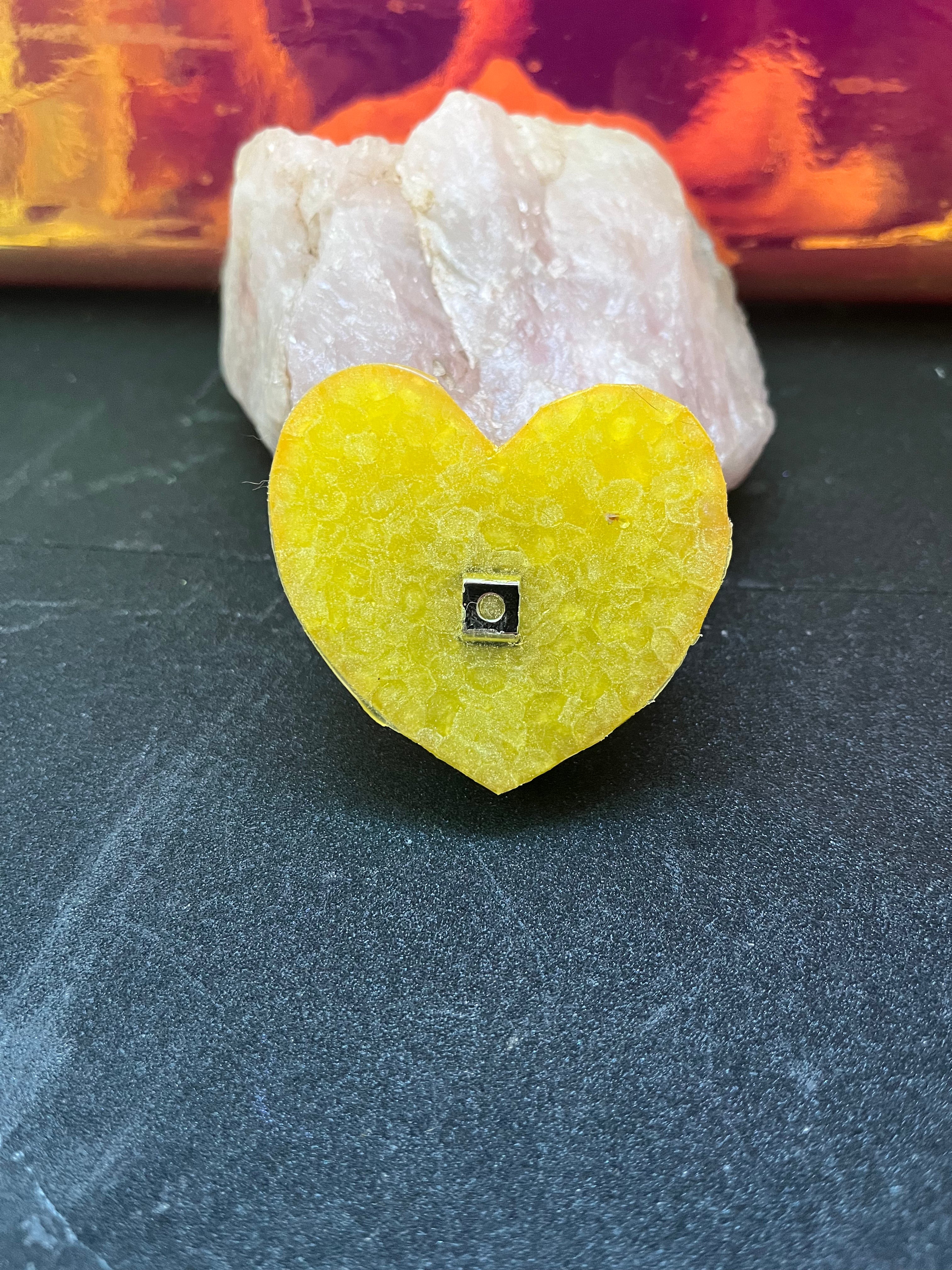 Lemon scented yellow heart shaped car air freshener with vent clip