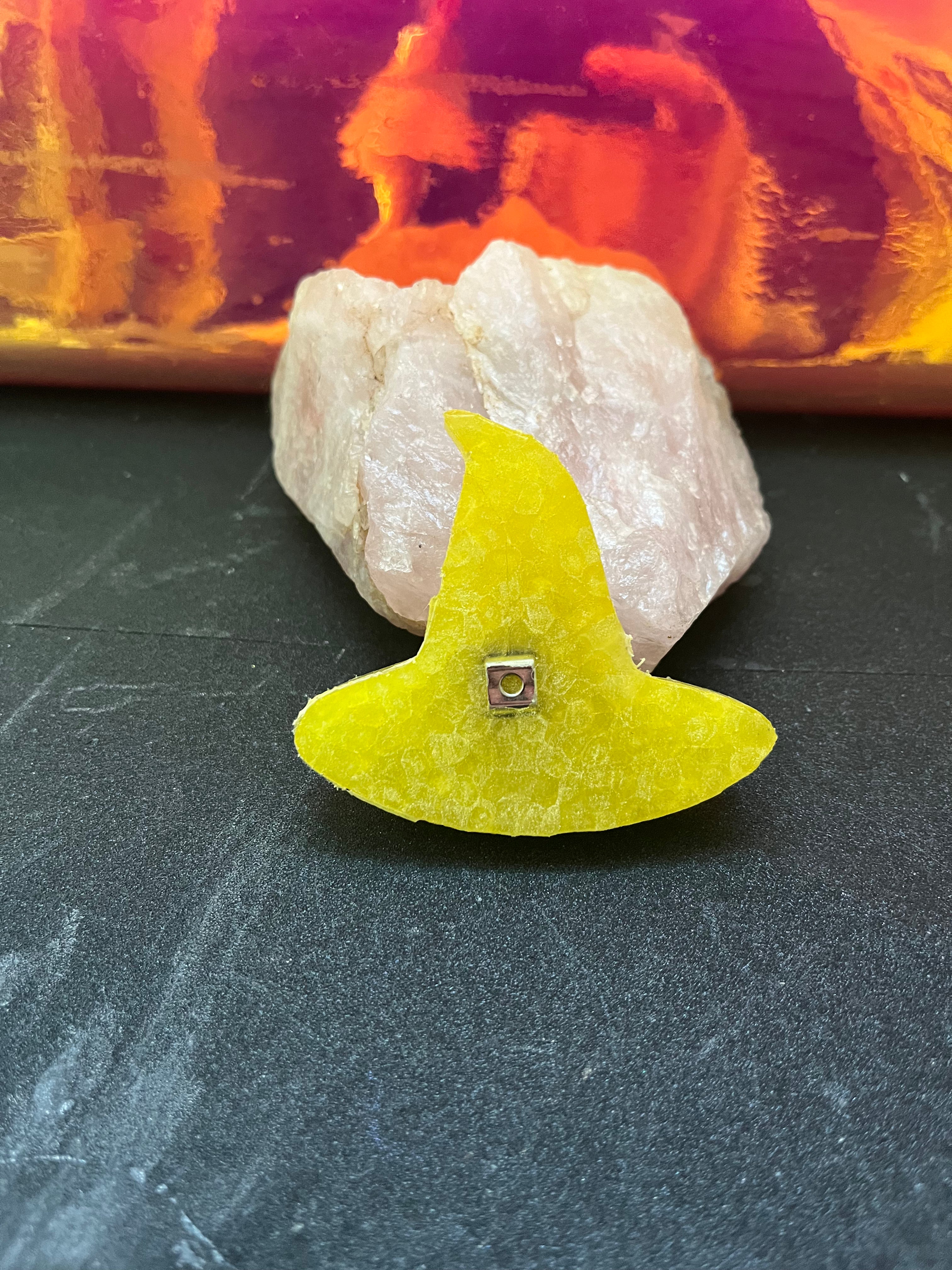 Lemon scented yellow witch hat car air freshener with vent clip 
