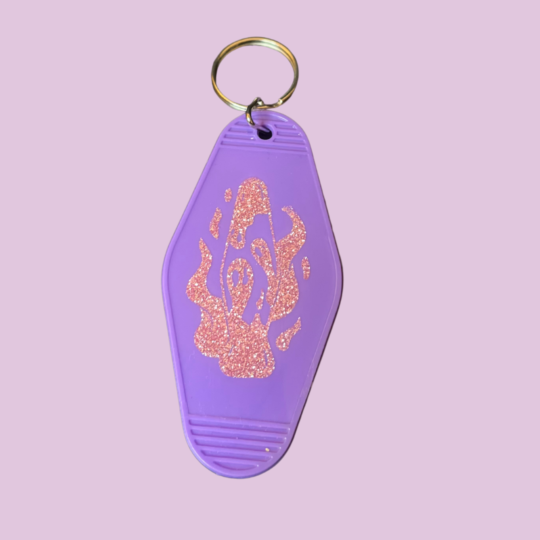 Lavender/Pink Ghost Lava Lamp Motel Key Chain