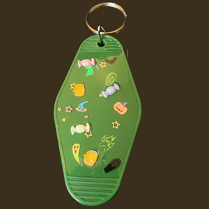 Green Halloween Motel Key Chain