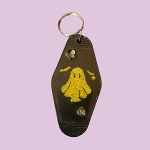 Sparkly Ghost Black Motel Key Chain