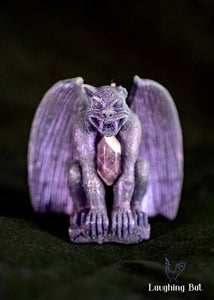 Purple Shimmering Beeswax Gargoyle with Amethyst crystal